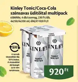 EcoFamily Kinley Tonic/Coca-Cola szénsavas üdítőital multipack ajánlat
