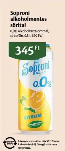 EcoFamily Soproni alkoholmentes sörital ajánlat