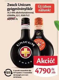 EcoFamily Zwack Unicum gyógynövénylikőr ajánlat