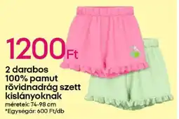 Pepco 2 darabos 100% pamut rövidnadrág szett kislányoknak ajánlat