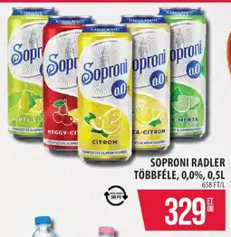 Coop Soproni radler többféle, 0,0% ajánlat