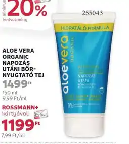 Aloe vera organic napozás utáni bőr- nyugtató tej