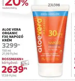 Rossmann Aloe vera organic f30 napozó krém ajánlat