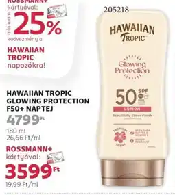 Rossmann Hawaiian tropic glowing protection f50+ naptej ajánlat