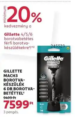 Rossmann Gillette mach3 borotva- készülék 6 db borotva- betéttel ajánlat