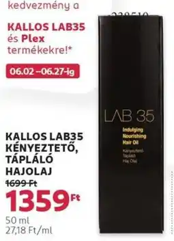 Rossmann Kallos lab35 kényeztető, tápláló hajolaj ajánlat