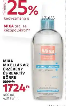Rossmann Mixa micellás víz érzékeny és reaktív bőrre ajánlat