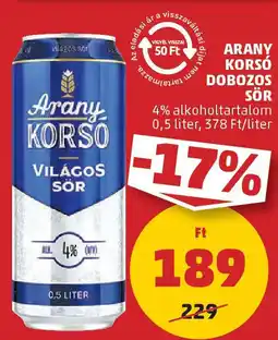 Arany Korsó dobozos sör