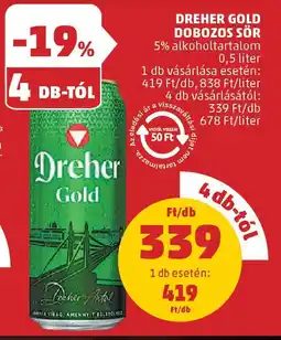 Coop Dreher Gold dobozos sör ajánlat