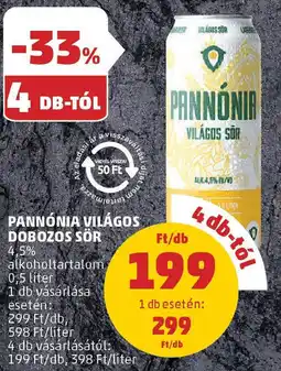 Coop Pannónia Világos dobozos sör ajánlat