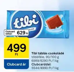 Tesco TIBI Táblás csokoládé ajánlat