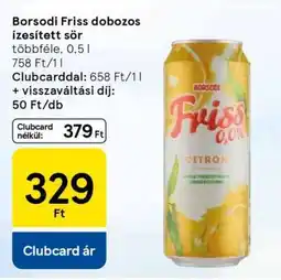 Tesco Borsodi Friss dobozos ízesített sör ajánlat