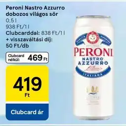 Tesco Peroni Nastro Azzurro dobozos világos sör ajánlat