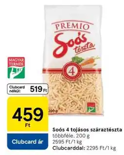 Tesco Soós 4 tojásos száraztészta ajánlat