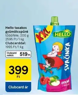 Tesco Hello tasakos gyümölcspüré ajánlat
