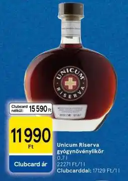 Tesco Unicum Riserva gyógynövénylikőr ajánlat