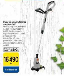 Tesco Daewoo akkumulátoros szegélynyíró ajánlat