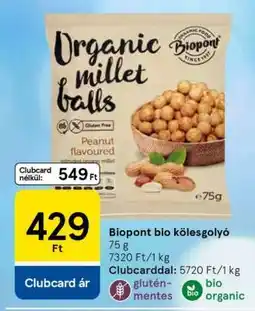 Tesco Biopont bio kölesgolyó ajánlat