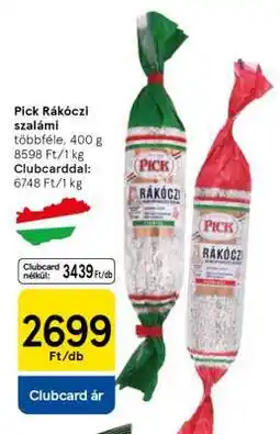 Tesco PICK Rákóczi szalámi ajánlat