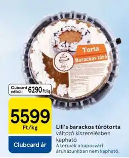 Tesco Lili's barackos túrótorta ajánlat