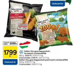 Tesco Valdor Zoo gyorsfagyasztott, formázott csirkemellfilé ajánlat