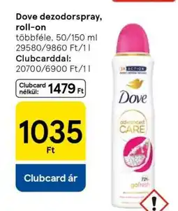 Tesco Dove dezodorspray, roll-on ajánlat