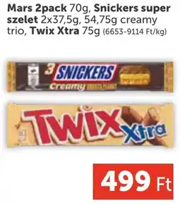 PRIVÁT Mars 2pack, Snickers super szelet, creamy trio, Twix Xtra ajánlat