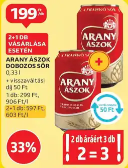Auchan Arany ászok dobozos sör ajánlat