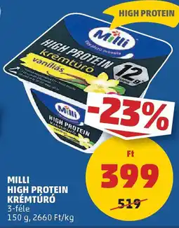 PENNY Milli High Protein krémtúró ajánlat