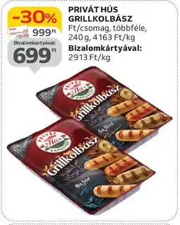 Auchan Privát hús grillkolbász ajánlat