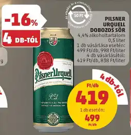 PENNY Pilsner Urquell dobozos sör ajánlat