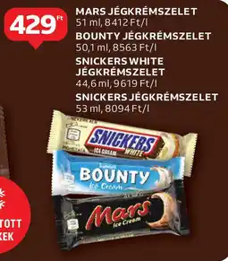 Mars jégkrémszelet, Bounty jégkrémszelet stb.