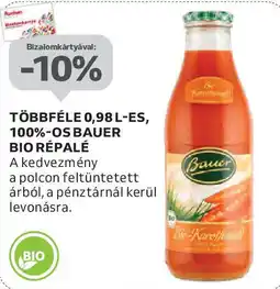 Auchan Többféle 0,98l-es, 100%-os Bauer bio répalé ajánlat