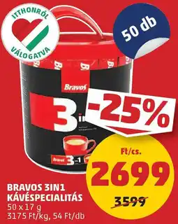 PENNY Bravos 3in1 kávéspecialitás ajánlat
