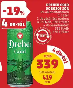 Dreher Gold dobozos sör