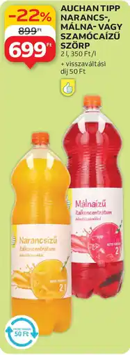 Auchan Auchan tipp narancs-, málna-vagy szamócaízű szörp ajánlat