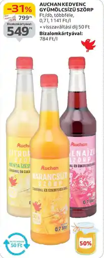 Auchan Auchan kedvenc gyümölcsízű szörp ajánlat