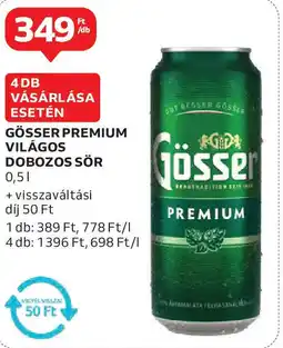 Auchan Gösser premium világos dobozos sör ajánlat