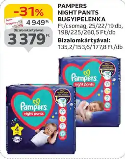 Auchan Pampers night pants bugyipelenka ajánlat