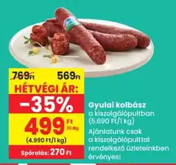 Spar Gyulai kolbász ajánlat