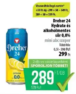 Coop Dreher 24 Hydrate és alkoholmentes sör ajánlat