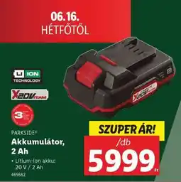 Lidl PARKSIDE Akkumulátor, 2 Ah ajánlat