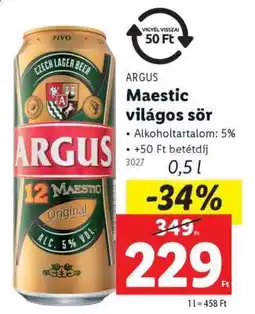 Lidl ARGUS Maestic világos sör ajánlat