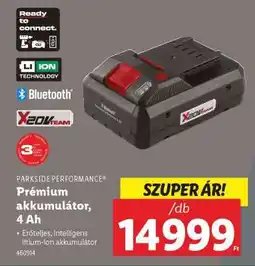 Lidl PARKSIDE PERFORMANCE Prémium akkumulátor, 4 Ah ajánlat