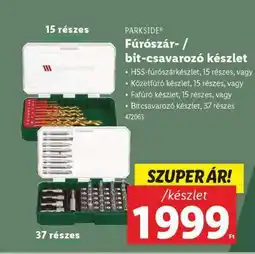 Lidl PARKSIDE Fúró-/bit-csavarozó készlet ajánlat
