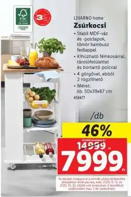 Lidl LIVARNO home Zsúrkocsi ajánlat