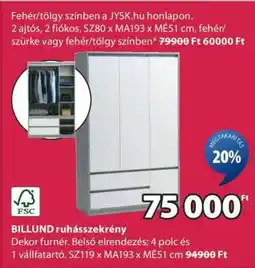 JYSK BILLUND ruhásszekrény ajánlat