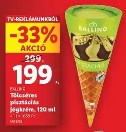 Lidl BALLINO Tölcséres pisztáciás jégkrém, 120 ml ajánlat