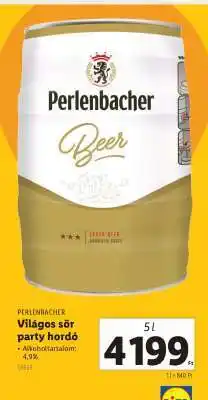 Lidl Perlenbacher Világos sör party hordó ajánlat