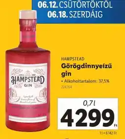 Lidl Hampstead Görögdinnyéízű gin ajánlat